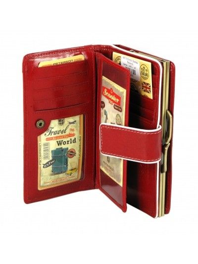 PETERSON skórzany portfel damski 447-3 czerwony